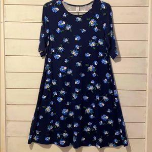 NWOT Navy Flowered Babydoll Style Dress